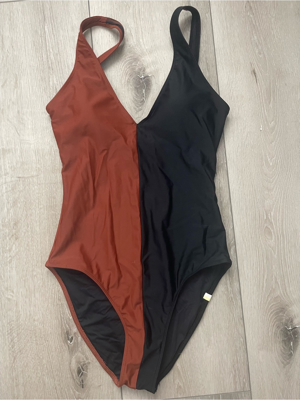 summersalt Rust and Black Colorblock One-Piece